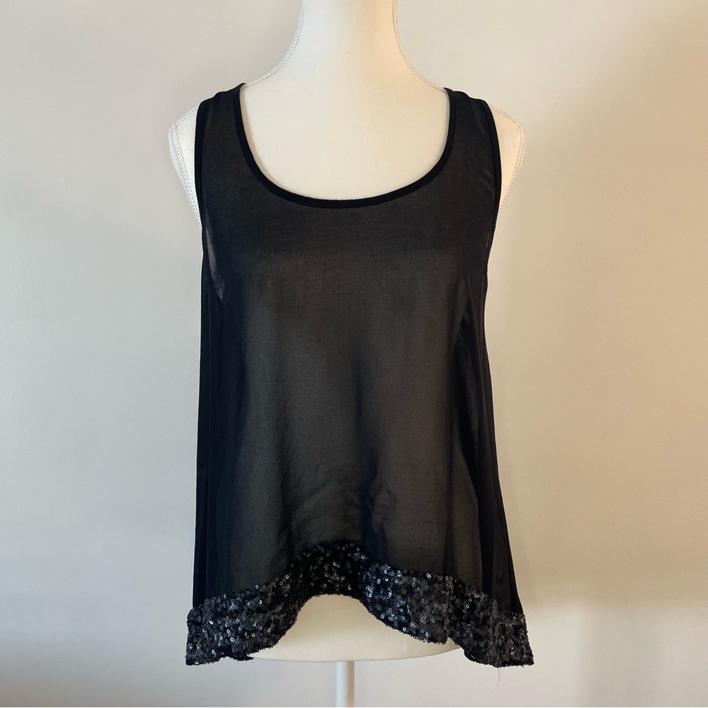 Sheer Sequin Tank Top Cami Black Mossimo Supply Co. Women’s Small